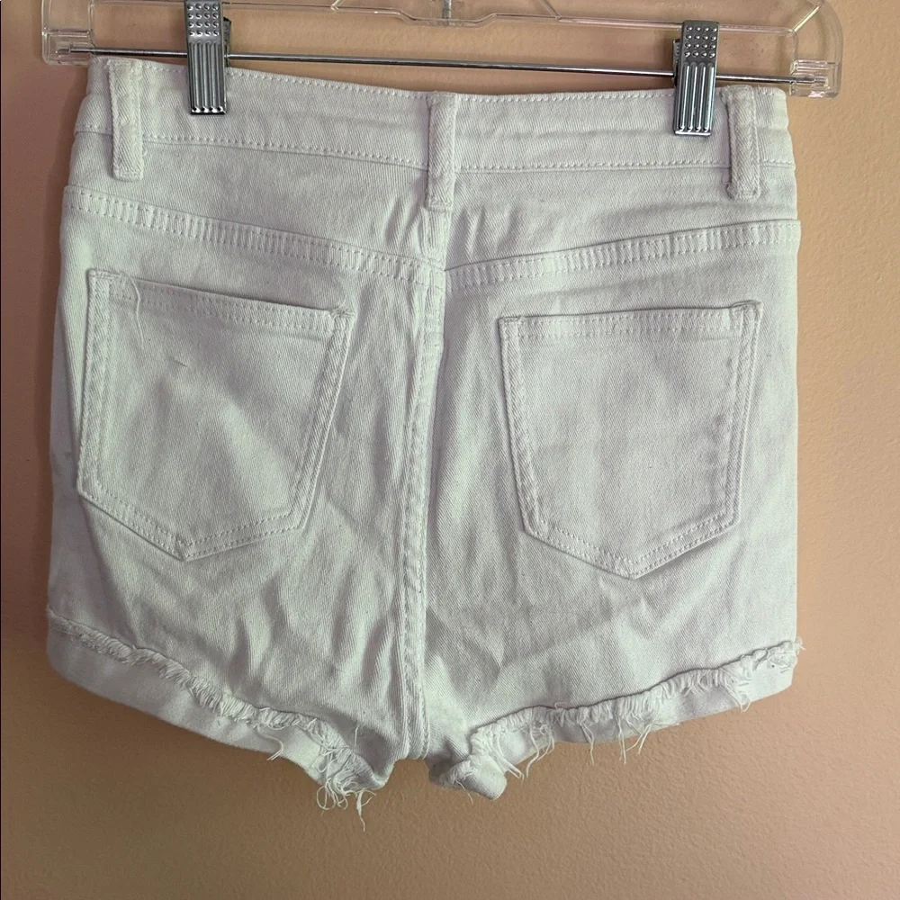 SHEIN White Ripped High-Rise Denim Shorts